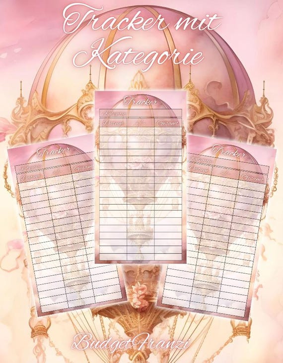 5er oder 10er Set Budget Tracker verträumt mit Kategorie A6 Binder beidseitig bedruckt und matt foliert Umschlagmethode