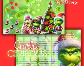 3 carte pieghevoli Gioco di risparmio natalizio Grinchy Sfida di risparmio Raccoglitore A6