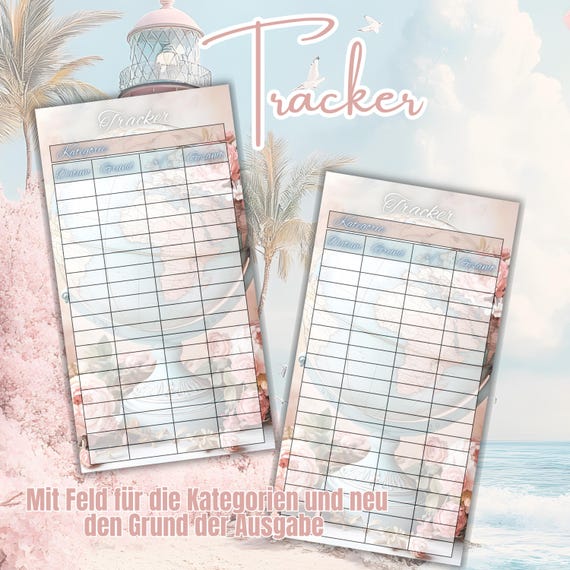 5er oder 10er Set Budget Tracker maritim Weltkugel mit Kategorie A6 Binder beidseitig bedruckt und matt foliert Umschlagmethode