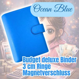 Ocean Blue Budget Franzi Deluxe Binder ocean blue coarse structure A6 large rings 3 cm blue