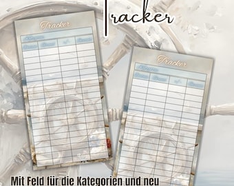 Zestaw 5 lub 10 sterów morskich Budget Tracker z segregatorem kategorii A6, zadrukowanych obustronnie i laminowanych matowo, metoda okładkowa