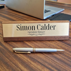 Personalized Sapele Wood Desk Name Plate, Professional Office Gift