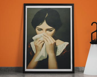Vintage lady badkamerkunst: haar zij toilet humor print