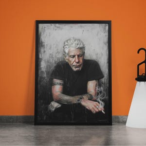 Anthony Bourdain Portrait | Vintage Oil Painting Canvas Print & Kitchen Wall Art