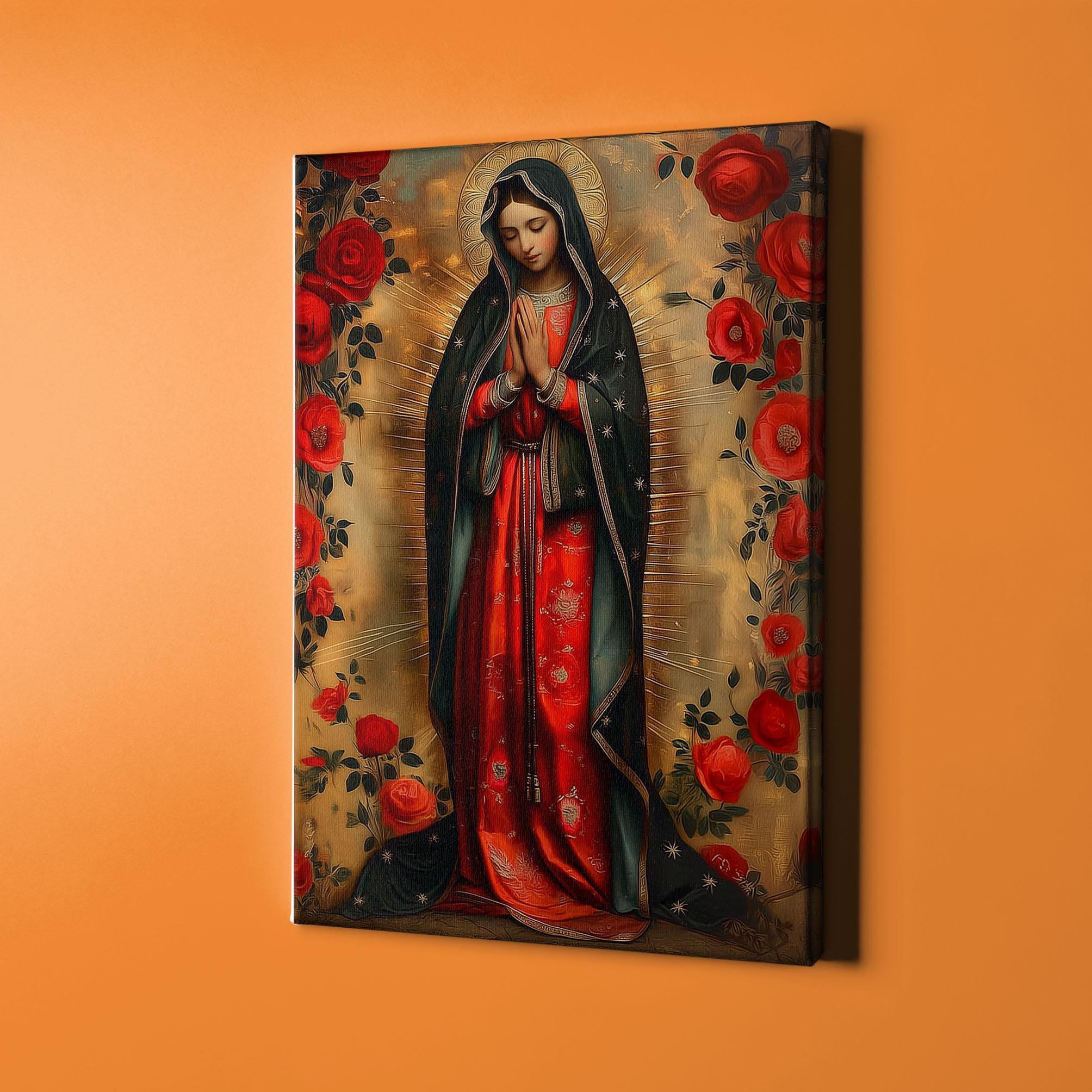 Our Lady of Guadalupe Canvas Print: Virgin Mary With Red Roses - Etsy