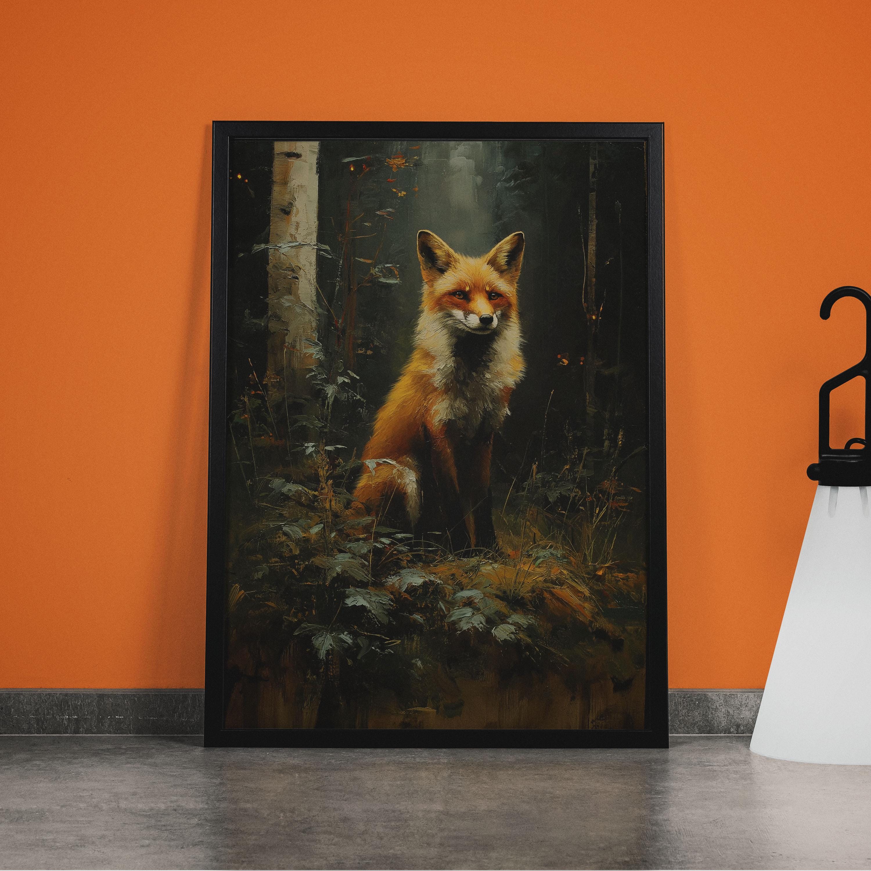 Vintage Fox Art Print: Dark Cottagecore Woodland Animal Wall Decor