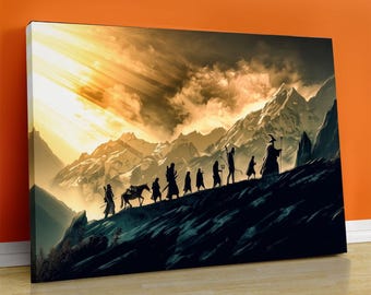 Epic Fellowship-canvasafdruk: op Lord and the Ring geïnspireerde fantasykunst