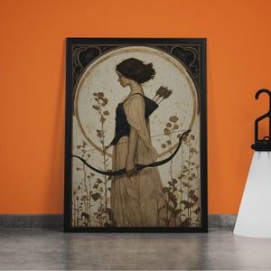 Artemis Jugendstil Print: Griechische Göttin Mythologie Poster