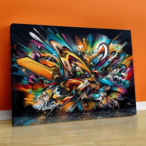 Stedelijke graffiticanvaskunst: opvallende streetstyle-print, handgemaakt