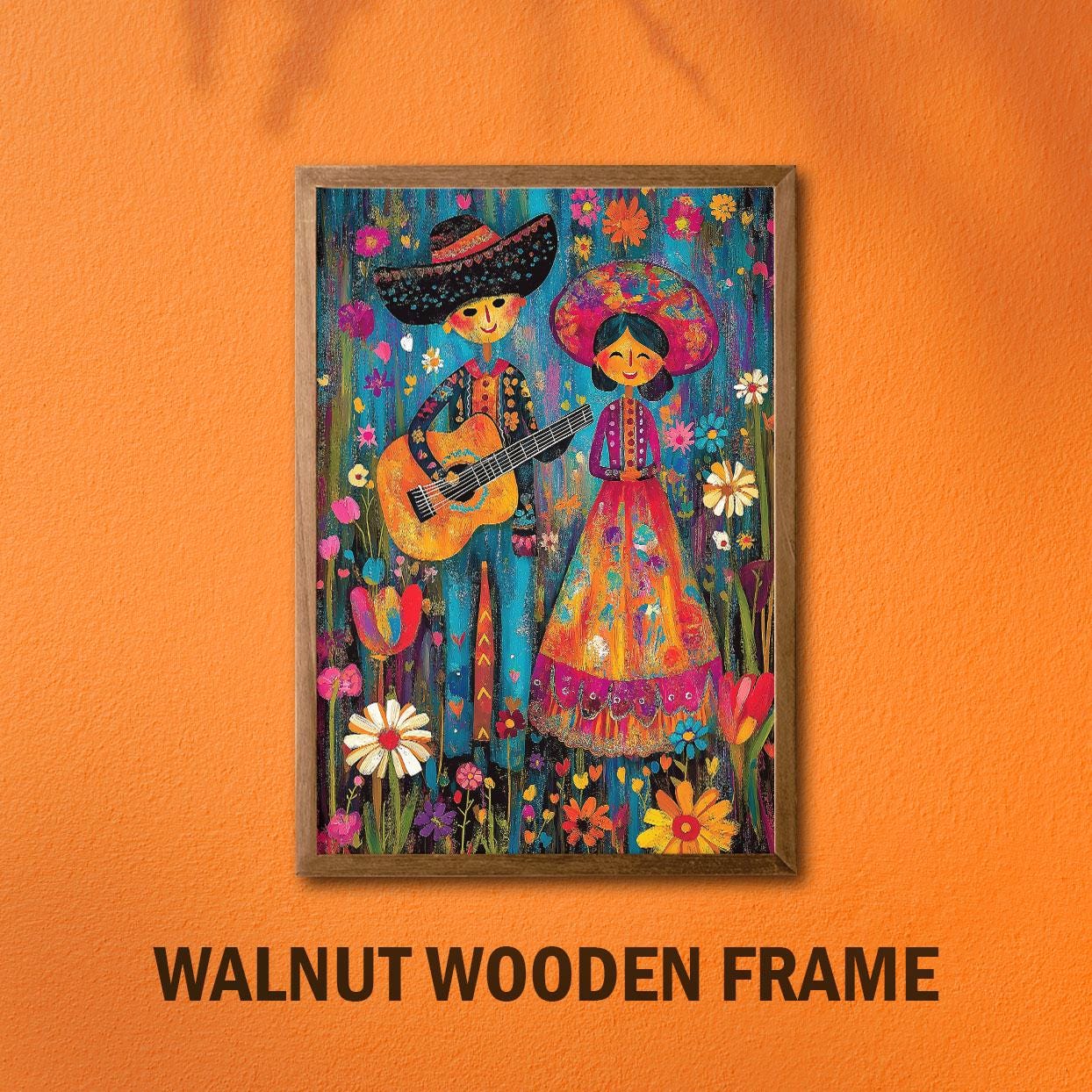 Mexican Couple Art Print: Vibrant Musical Scene, Cultural