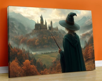 Magic Castle Art Print: Witch School Decor, Dark Academia Gift