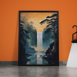 Hokusai Waterfall Ukiyo-e Print: Japanese Landscape Wall Art