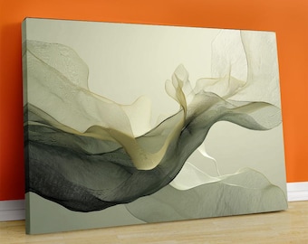 Abstraktes grünes Gemälde | Wabi Sabi Japandi Wandkunst