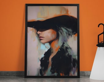Rustic Cowgirl Canvas Art: Abstract Western Woman Portrait