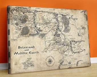 Middle Earth Map Print: Handmade Canvas Wall Art