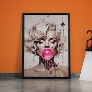 Marilyn Monroe Pop Art Canvas: Pink Bubble Gum Accent, Ready to Hang