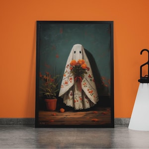 Mexican Ghost Art Print: Dia de los Muertos, Marigolds & Papel Picado