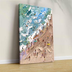 Winzige Leute schwimmen im Ozean Druck - Sommer Poster - Strand Haus Dekor - Minimalistische druckbare Wandkunst