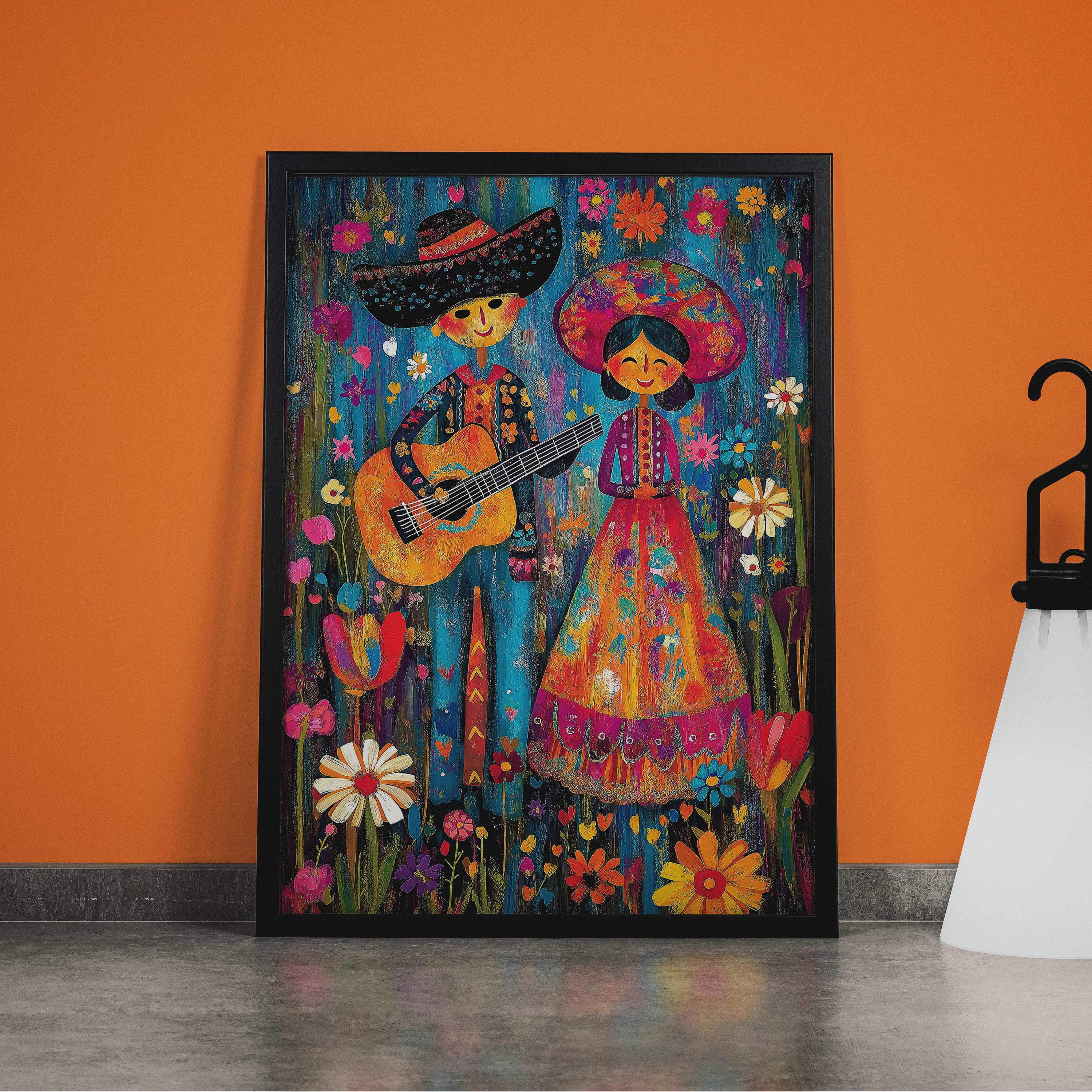 絵画 70s Mexican pair art Vintage Vibrant Framed Scenic Mexican Popotillo Straw Art, A