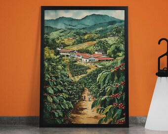 Guatemalan Coffee Farm Canvas Print: Mountain Landscape Wall Art