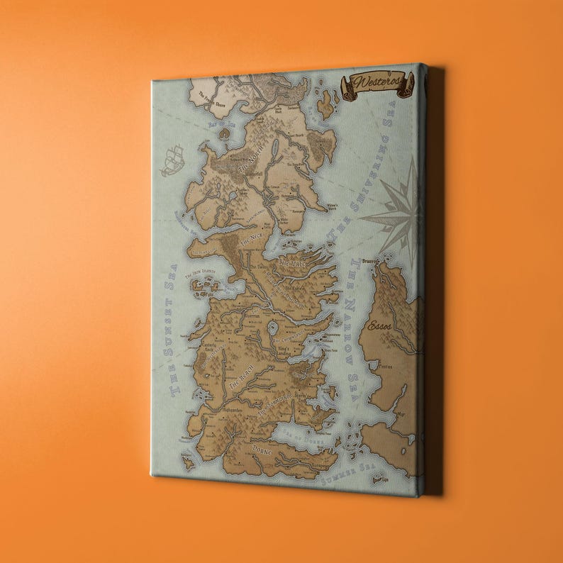 Westeros Map Label Less Westeros Map Canvas Print: Got Inspired Fantasy World Art - Etsy