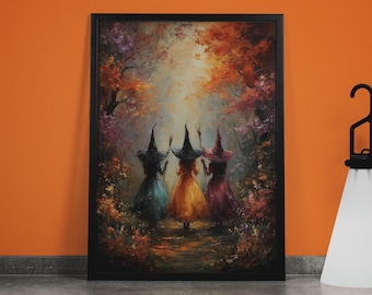 Witch Coven Canvas Print: Mystical Wildflower Forest Art