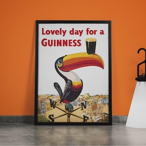 Poster pubblicitario vintage Guinness Stampa artistica personalizzata / Decorazione per la casa Arte murale Regalo