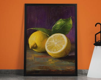 Vintage Lemon Still Life Print: Victorian Kitchen Wall Art
