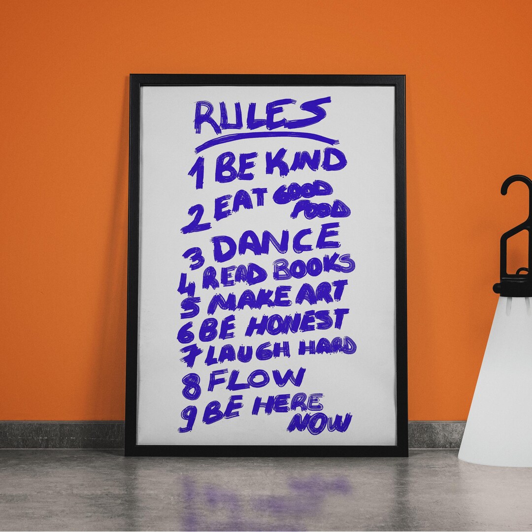 Impressão de arte com regras retrô: decoração moderna para dormitório ...