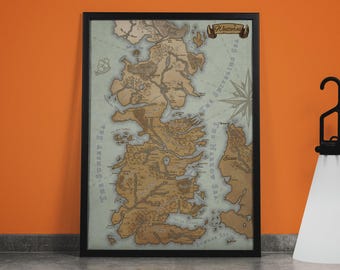 Westeros Map Canvas Print: GoT Inspired Fantasy World Art