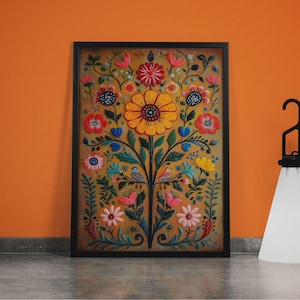 Vintage mexikanische Poster, mexikanische Drucke, mexikanische Dekoration, traditionelles lateinisches Dekor, Blumendruck, Botanische Wandkunst, Tropischer Druck, lateinische Kunst