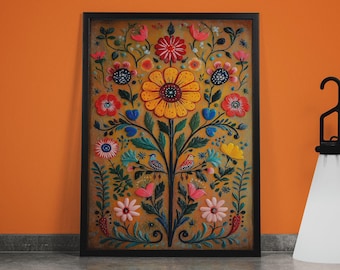 Vintage Mexican Floral Print: Botanical Latin Wall Art