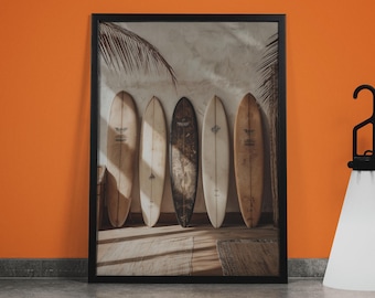 Minimalist Surfboard Canvas Print: Coastal Beach Wall Art