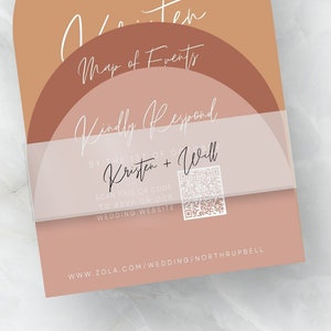 Vellum Belly Bands for 5 x 7 Wedding Invitations, Personalized Vellum Wrap, Printed Modern Vellum Bands with Names