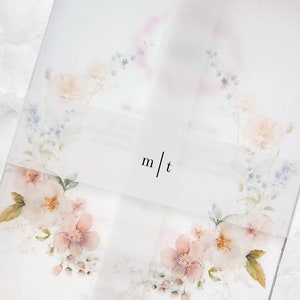 Personalized Vellum Belly Bands for 5 x 7 Invitations, Modern Vellum Wrap, Printed Vellum Bands with Initials
