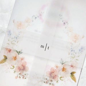 Personalized Vellum Belly Bands for 5 x 7 Invitations, Modern Vellum Wrap, Printed Vellum Bands with Initials