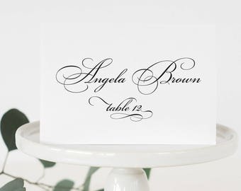 Formal Place Cards / Black and White Place Cards / Classic Place Cards /  Formal Wedding Placecards / Once Charmed Formal Placecard Set
