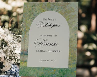 Printed Vintage Bridal Shower Welcome sign, This Love is A Masterpiece Painting, Event Decor