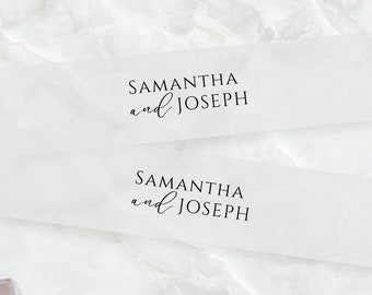 Personalized Vellum Belly Bands for 5 x 7 Invitations, Modern Vellum Wrap, Printed Vellum Bands with Names