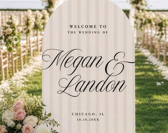 Script Calligraphy Wedding Welcome Sign, Arched Foam Board Wedding Sign, Neutral Wedding Entrance Decor