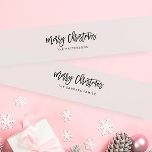 Merry Christmas Vellum Belly Bands for 5 x 7 Cards, Christmas Card Vellum Wrap, Printed Vellum Name Bands, Personalized Vellum Belly Band