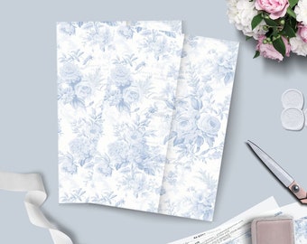 PRINTABLE French Blue Toile Vellum Jacket, Vellum Wrap for 5 x 7 Invites, Vellum Paper Sleeve, DIY Wedding Vellum Wrap, INSTANT Download