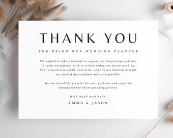 Editable Vendor Thank You Cards Template, 5 x 7 Thank You Cards Wedding Vendors, Officiant Thank You, Customized Vendor Cards, EDIT IN CANVA