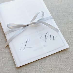 Custom Vellum Jacket for 5 x 7 Invites, Vellum Jacket with Initials, Wedding Vellum Paper, Personalized Vellum Jacket for 5 x 7 Invitations