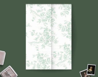 PRINTABLE Sage Green Vellum Wrap, Floral Vellum Jacket for 5 x 7 Invites, Vellum Paper Sleeve, DIY Wedding Vellum Wrap, INSTANT Download
