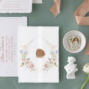 Wildflower Vellum Jacket for 5x7 Wedding Invitation, Wreath Vellum Wrap, Romantic Wedding invitation, PRINTED Floral Blush Vellum Jacket