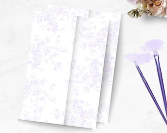 Lilac Vellum Invitation Wrap, Pre-folded Vellum Jacket for 5 x 7, Slate Gray Wedding Vellum, Toile Rose Pattern, PRINTED Vellum Wrap