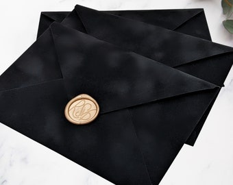 Black Velvet Wedding Envelopes, A7 Euro Flap Wedding Envelopes, 5.25 x 7.25 Inner Envelopes, Wedding Inner Envelope