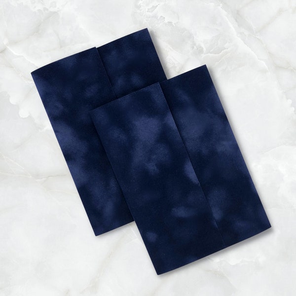 SAMPLE Blue Velvet Jacket For 5 x 7 Invitations, Velvet Wedding Wraps, Velvet Paper Supplies, Navy Velvet Invitation Wraps