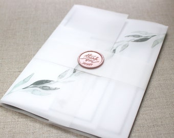 Printed Vellum Jackets Greenery Vellum Wrap For 5 x 7 Wedding Invitations, Vellum Paper Wrap Vellum Invitation Jacket Wedding Supplies